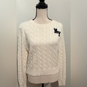 Stella Tweed New York Cable Knit Crew Neck Sweater Women’s Size Small